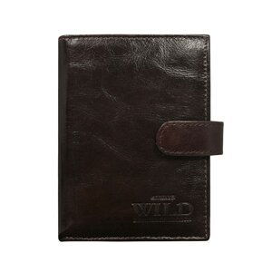 Men´s vertical leather wallet with a brown clasp
