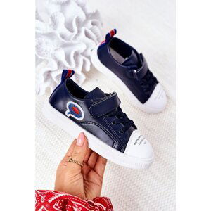 Children's sneakers with Velcro dark blue cartoon