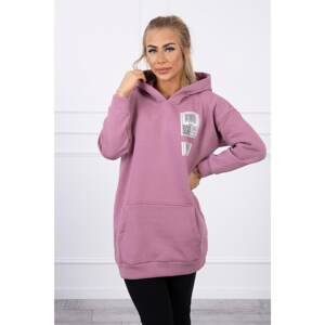 Hooded sweatshirt with patches dark pink