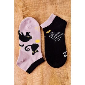 Mismatched Socks With Cats Black-Brown