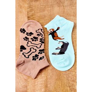 Mismatched Socks With Dogs Mint-Brown