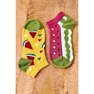 Unpaired socks with melons yellow-green