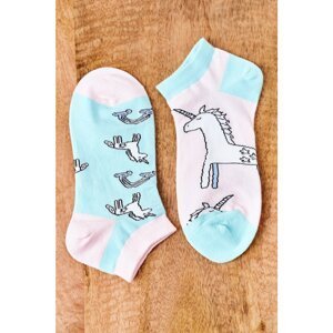 Mismatched Socks With A Unicorn Green-Pink