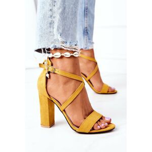 Suede High Heel Sandals Yellow Dance With Me