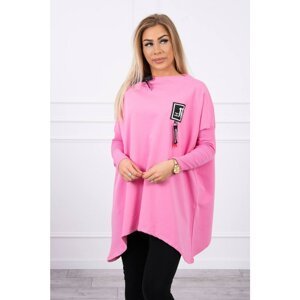 Oversize sweatshirt with asymmetrical sides of light pink color