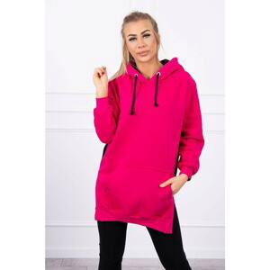 Two-color hooded dress fuchsia