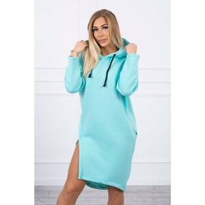 Dress with hood and slit on the side of mint