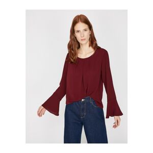 Koton Women's Claret Red Crew Neck Blouse