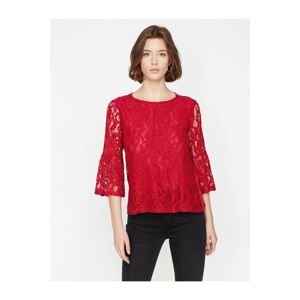 Koton Women's Red Lace Detailed T-Shirt