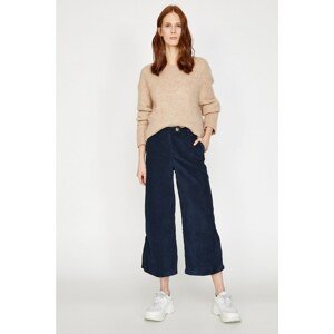 Koton Women's Navy Blue Wide Leg Pants