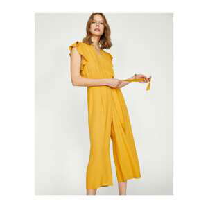 Koton Women's Yellow Ruffle Detailed Jumpsuit