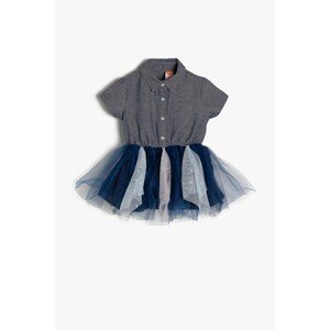 Koton Baby Girl Anthracite & nuckle Blue White Tulle Detailed Dress
