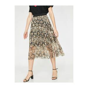 Koton Women's Ecru Snakeskin Patterned Skirt