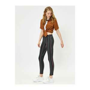 Koton Women's Black Striped Trousers