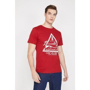 Koton Men's Red Crew Neck Short Sleeve T-Shirt
