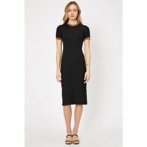 Koton Women's Black Sleeve Detailed Midi Dress