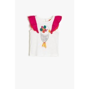 Koton Ecru Baby Girl Frill Detailed T-Shirt
