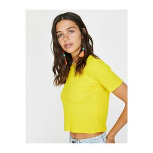 Koton Women's Yellow Crew Neck T-shirt