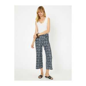 Koton Women's Black Zebra Patterned Trousers