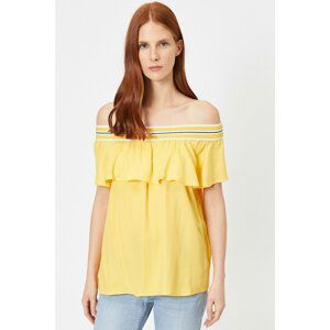 Koton Women's Yellow Color Line Detailed Blouse