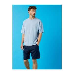 Koton Men's Navy Blue Pocket Elastic Waist Shorts
