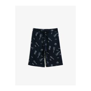 Koton Boys Navy Blue Printed Cotton Waistband Shorts