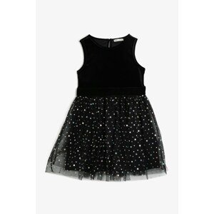 Koton Girl Black Velvet Detailed Dress