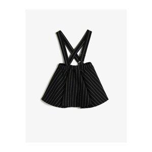 Koton Girl Black Striped Suspender Detailed Skirt