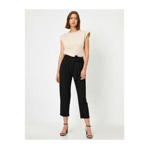 Koton Women's Black Pocketed Belted Trousers