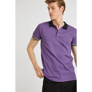 Koton Men's Purple Polo Neck Basic Cotton Short Sleeve T-shirt