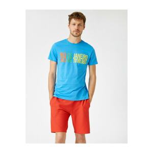 Koton Men's Crew Neck Short Sleeve Cotton Printed T-Shirt