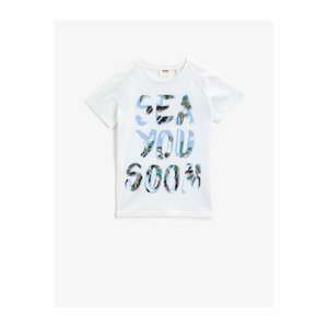 Koton Boy's White Crew Neck Short Sleeve Tshirt