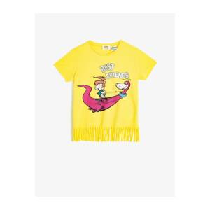 Koton Girl's Yellow The Flintstones Printed Licensed Short Sleeve T-Shirt