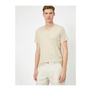 Koton Men's V-Neck 100% Cotton Slim Fit Basic T-Shirt