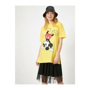 Koton Women's Yellow Mickey Mouse Licensed Printed T-shirt
