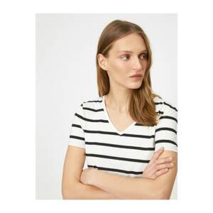 Koton Women's White Striped T-Shirt