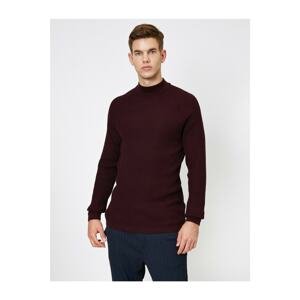 Koton Men's Claret Red High Collar Knitwear Sweater