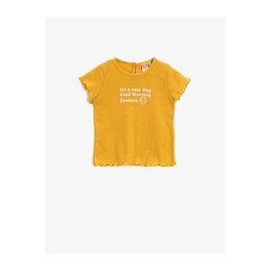 Koton Baby Girl Yellow Crew Neck Cotton T-Shirt