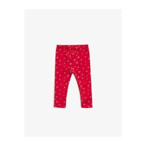 Koton Baby Girl Red Glitter Printed Cotton Tights