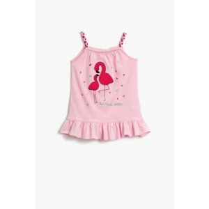 Koton Baby Girl PINK Girl Ruffled Dress Glittery Printed Cotton