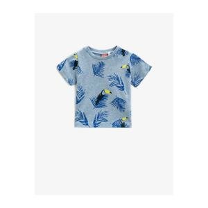 Koton Baby Boy Blue Printed Short Sleeve Cotton T-Shirt