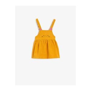 Koton Baby Girl Yellow Velvet Printed Cotton Dress