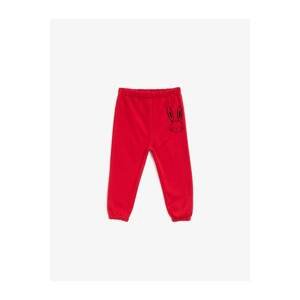 Koton Baby Girl Red Normal Waist Cotton Printed Sweatpants
