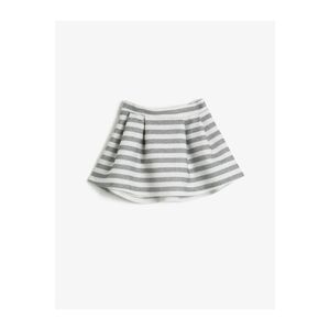 Koton Baby Girl Gray Striped Straight Skirt