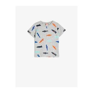 Koton Baby Boy Gray Short Sleeve Crew Neck Printed T-Shirt