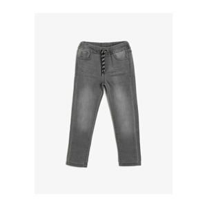 Koton Boy's Gray Tie Waist Jean Trousers