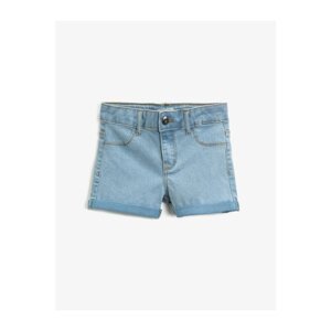 Koton Girl Blue Cotton Jean Shorts