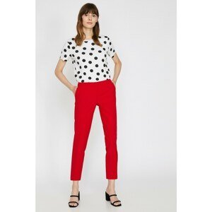 Koton Women's Red Straight Cut Trousers