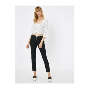 Koton Women's Black Button Detailed Trousers