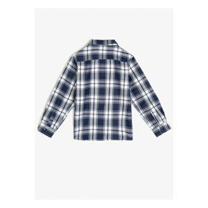 Koton Boy's Navy Blue Classic Collar Long Sleeve Checked Shirt